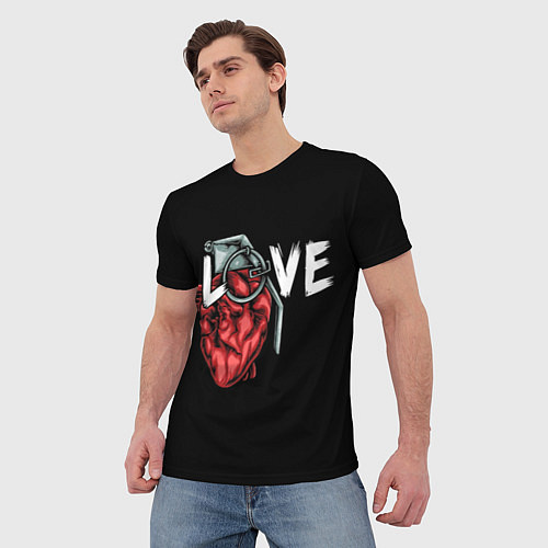 Мужская футболка Heart grenade / 3D-принт – фото 3