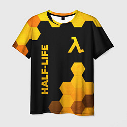 Футболка мужская Half-Life - gold gradient: надпись, символ, цвет: 3D-принт