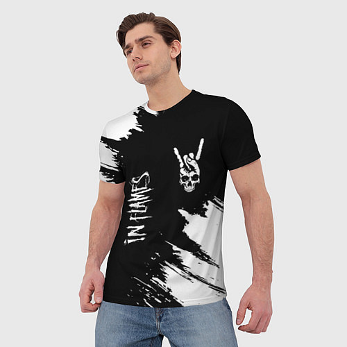 Мужская футболка In Flames и рок символ на темном фоне / 3D-принт – фото 3