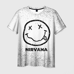 Футболка мужская Nirvana с потертостями на светлом фоне, цвет: 3D-принт