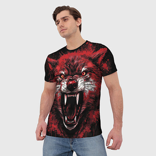 Мужская футболка Red wolf / 3D-принт – фото 3