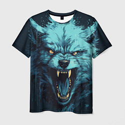 Футболка мужская Синий волк арт, цвет: 3D-принт