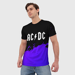 Футболка мужская AC DC purple grunge, цвет: 3D-принт — фото 2