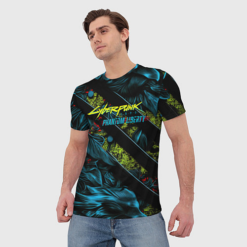 Мужская футболка Cyberpunk 2077 phantom liberty abstract logo / 3D-принт – фото 3