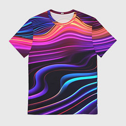 Футболка мужская Неоновые волны, цвет: 3D-принт