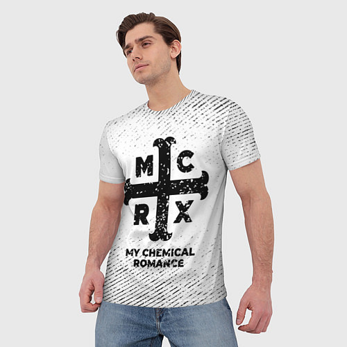 Мужская футболка My Chemical Romance с потертостями на светлом фоне / 3D-принт – фото 3