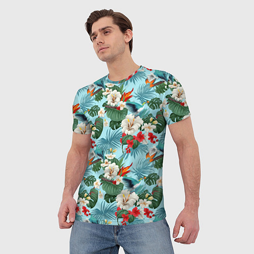 Мужская футболка Белые гавайские цветы / 3D-принт – фото 3