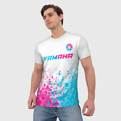 Футболка мужская Yamaha neon gradient style: символ сверху, цвет: 3D-принт — фото 2