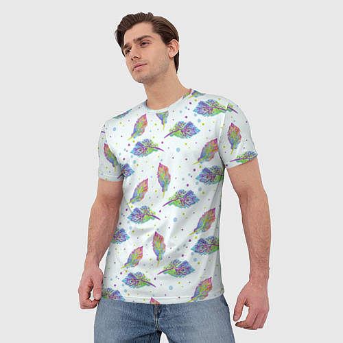 Мужская футболка Цветные листочки / 3D-принт – фото 3