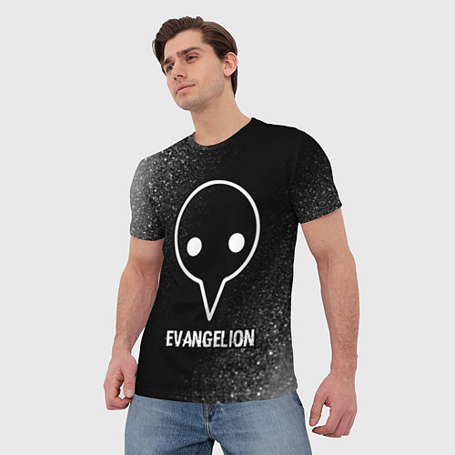 Мужская футболка Evangelion glitch на темном фоне / 3D-принт – фото 3