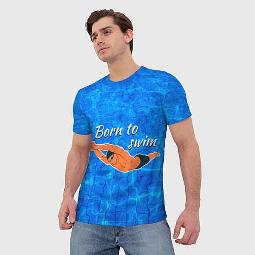 Мужская футболка Рожденный плавать / 3D-принт – фото 3