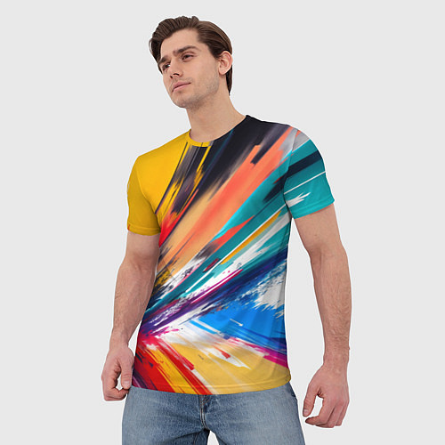 Мужская футболка Красочные пульсации / 3D-принт – фото 3