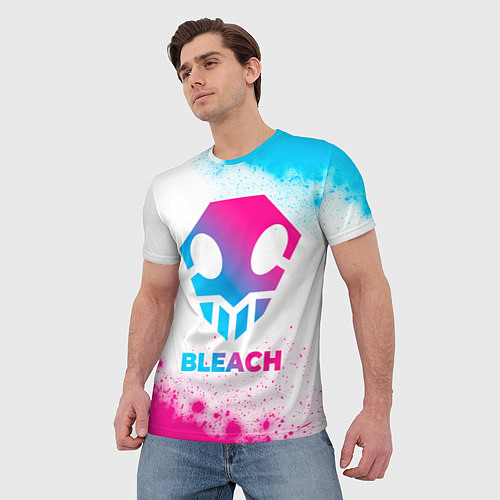 Мужская футболка Bleach neon gradient style / 3D-принт – фото 3