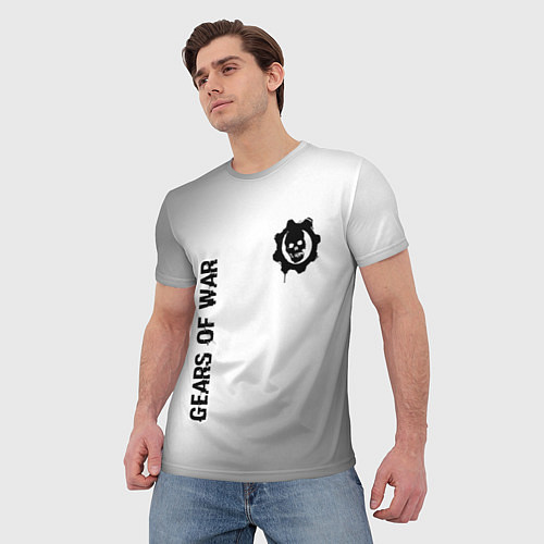 Мужская футболка Gears of War glitch на светлом фоне: надпись, симв / 3D-принт – фото 3