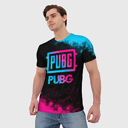 Футболка мужская PUBG - neon gradient, цвет: 3D-принт — фото 2