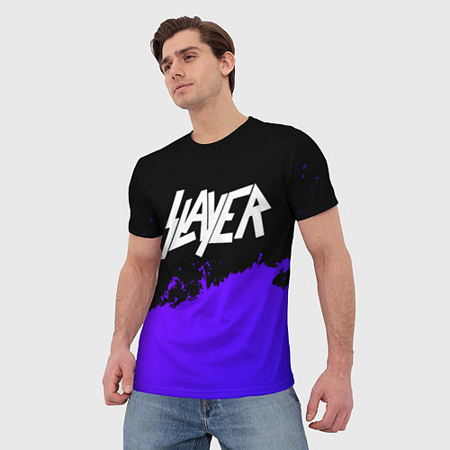 Мужская футболка Slayer purple grunge / 3D-принт – фото 3