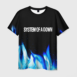 Футболка мужская System of a Down blue fire, цвет: 3D-принт