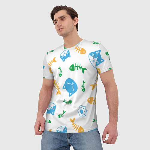 Мужская футболка Сытые котики / 3D-принт – фото 3