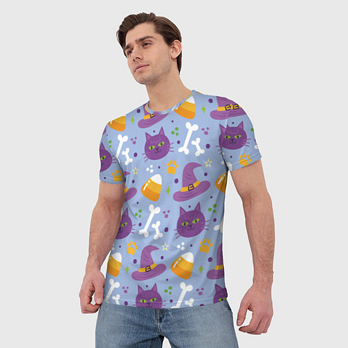 Мужская футболка Кошачий хэллоуин / 3D-принт – фото 3