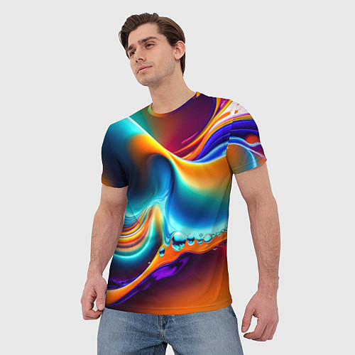 Мужская футболка Радужные линии абстракция / 3D-принт – фото 3