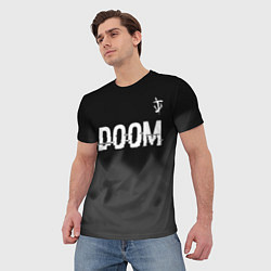 Футболка мужская Doom glitch на темном фоне: символ сверху, цвет: 3D-принт — фото 2