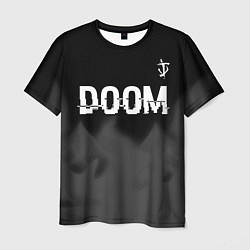 Футболка мужская Doom glitch на темном фоне: символ сверху, цвет: 3D-принт