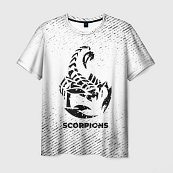 Футболка мужская Scorpions с потертостями на светлом фоне, цвет: 3D-принт