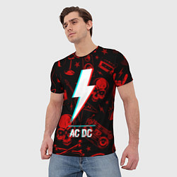 Футболка мужская AC DC rock glitch, цвет: 3D-принт — фото 2