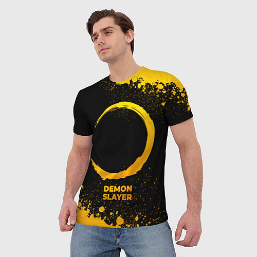 Мужская футболка Demon Slayer - gold gradient / 3D-принт – фото 3