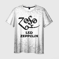 Футболка мужская Led Zeppelin с потертостями на светлом фоне, цвет: 3D-принт