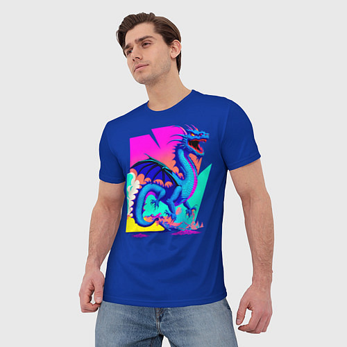Мужская футболка Дракон synthwave / 3D-принт – фото 3