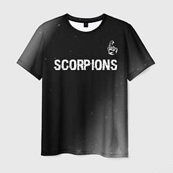 Футболка мужская Scorpions glitch на темном фоне: символ сверху, цвет: 3D-принт