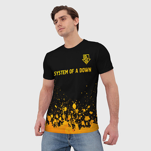 Мужская футболка System of a Down - gold gradient: символ сверху / 3D-принт – фото 3