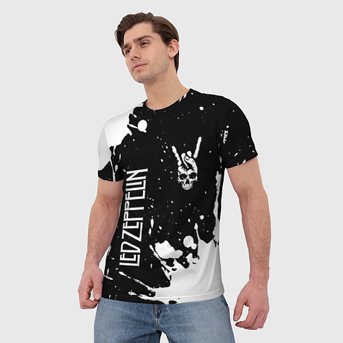 Мужская футболка Led Zeppelin и рок символ на темном фоне / 3D-принт – фото 3