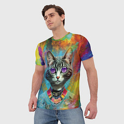 Футболка мужская Cat fashionista - neural network, цвет: 3D-принт — фото 2