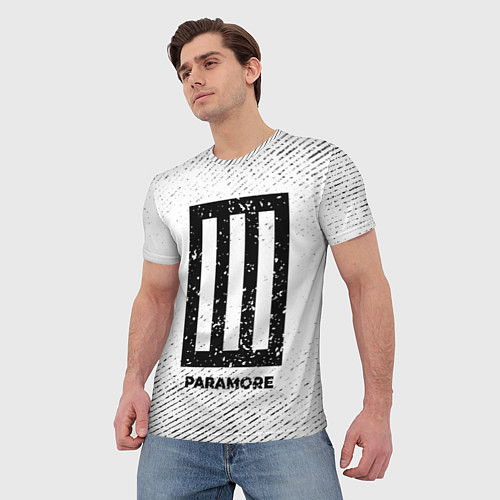 Мужская футболка Paramore с потертостями на светлом фоне / 3D-принт – фото 3