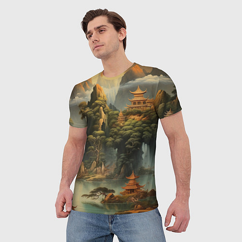 Мужская футболка Пейзаж в китайском стиле / 3D-принт – фото 3