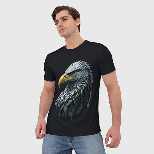 Мужская футболка Орёл от нейросети / 3D-принт – фото 3