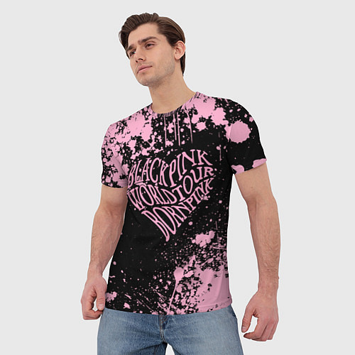 Мужская футболка Блэкпинк - потертости и сердце / 3D-принт – фото 3
