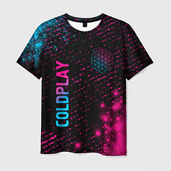 Футболка мужская Coldplay - neon gradient: надпись, символ, цвет: 3D-принт