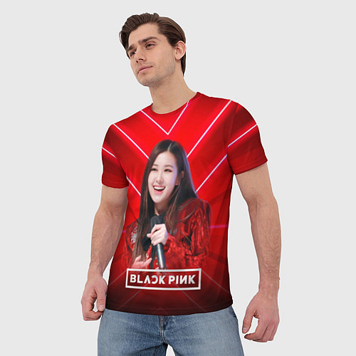 Мужская футболка Rose Blackpink red / 3D-принт – фото 3
