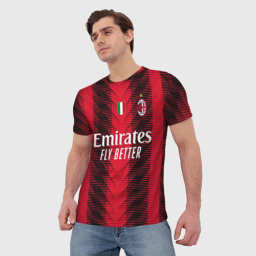 Мужская футболка Златан Ибрагимович Милан форма 2324 домашняя / 3D-принт – фото 3