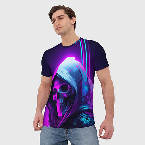 Мужская футболка Череп в неоновом свете / 3D-принт – фото 3