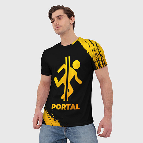Мужская футболка Portal - gold gradient / 3D-принт – фото 3
