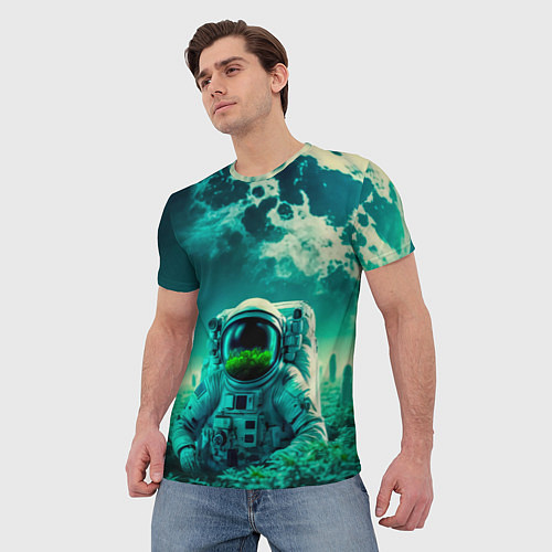 Мужская футболка Астронавт на зеленой планете / 3D-принт – фото 3