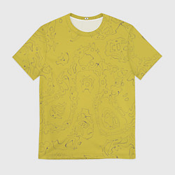 Футболка мужская Рябь - зеленовато-желтый и фиолетовый - узор Хуф и, цвет: 3D-принт