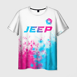 Футболка мужская Jeep neon gradient style: символ сверху, цвет: 3D-принт