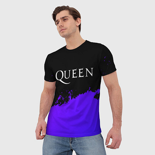 Мужская футболка Queen purple grunge / 3D-принт – фото 3