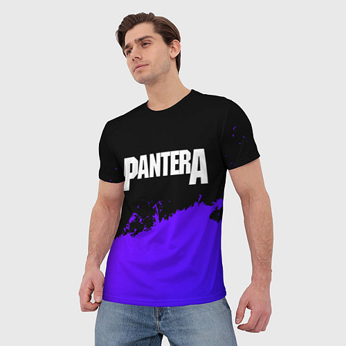 Мужская футболка Pantera purple grunge / 3D-принт – фото 3