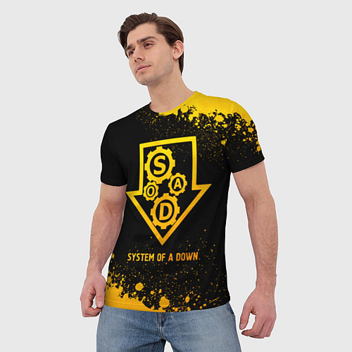Мужская футболка System of a Down - gold gradient / 3D-принт – фото 3